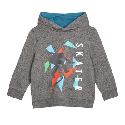 Boys' navy textured graphic 'Skater dude' print hoodie